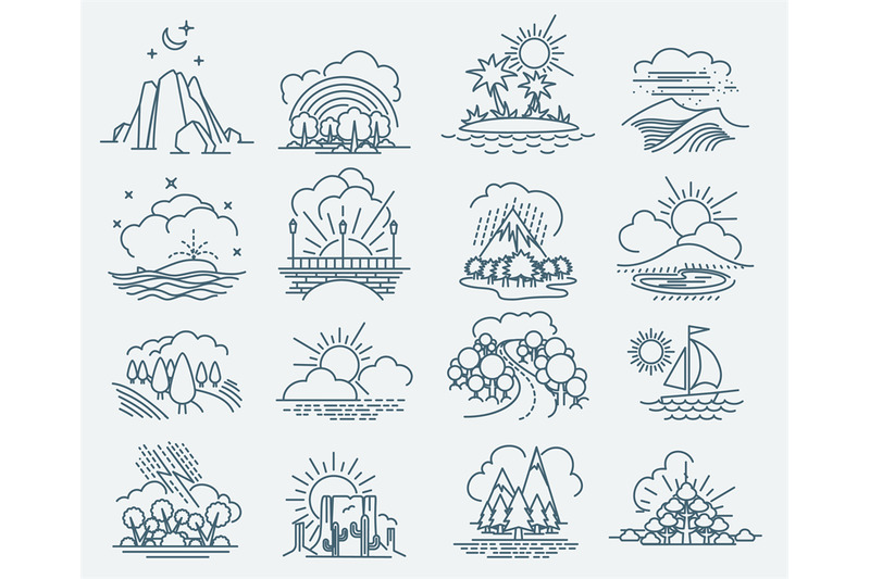 park-landscape-outline-icons