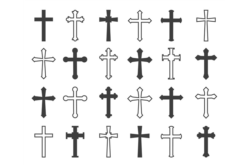 outline-christian-crosses