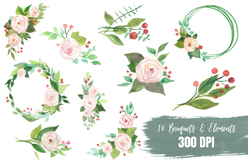 roses-watercolor-clipart-bundle