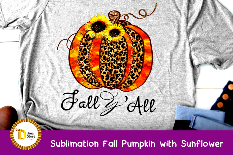 sublimation-clipart-fall-pumpkin-with-sunflower