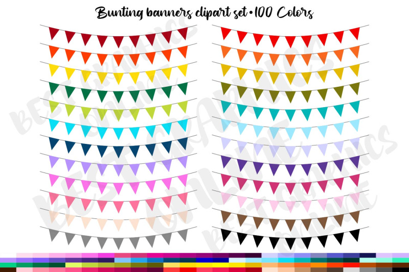 100-bunting-banners-party-flags-clipart