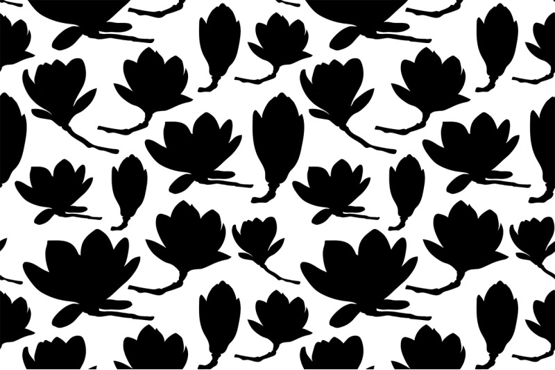 Download Magnolia silhouettes pattern. Magnolia flowers vector ...