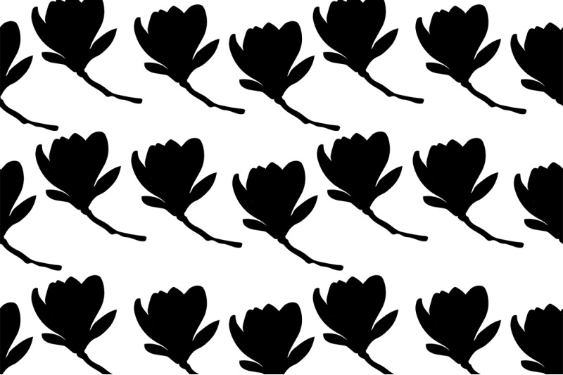 Download Magnolia silhouettes pattern. Magnolia flowers vector ...