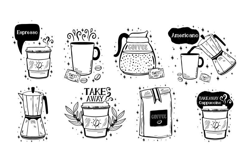 coffee-set-menu-hand-drawn-doodle-style