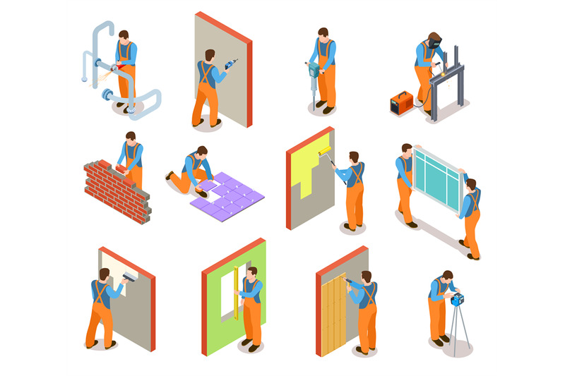 isometric-construction-workers-builder-doing-various-works-with-mater