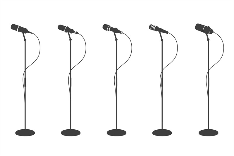 microphone-silhouettes-standing-microphones-audio-equipment-concept