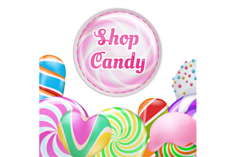 vector-realistic-lollipops-background-candy-shop-banner-design