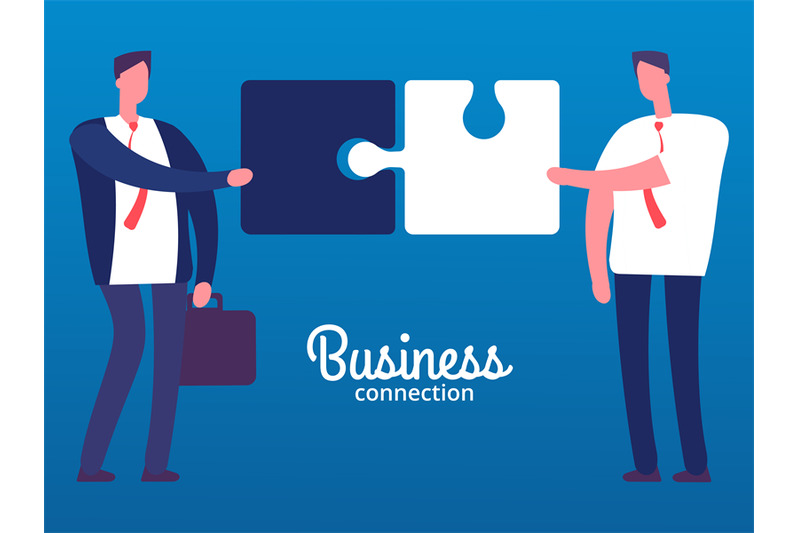 cartoon-businessmen-with-puzzles-business-cooperation-vector-concept