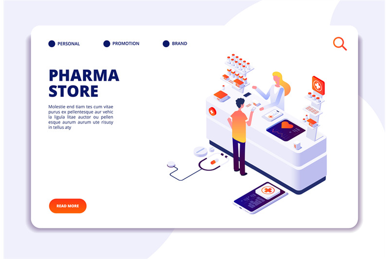 pharmacy-isometric-concept-doctor-pharmacist-and-patient-in-drugstore