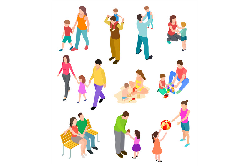 isometric-family-children-parents-in-different-home-and-outdoor-activ