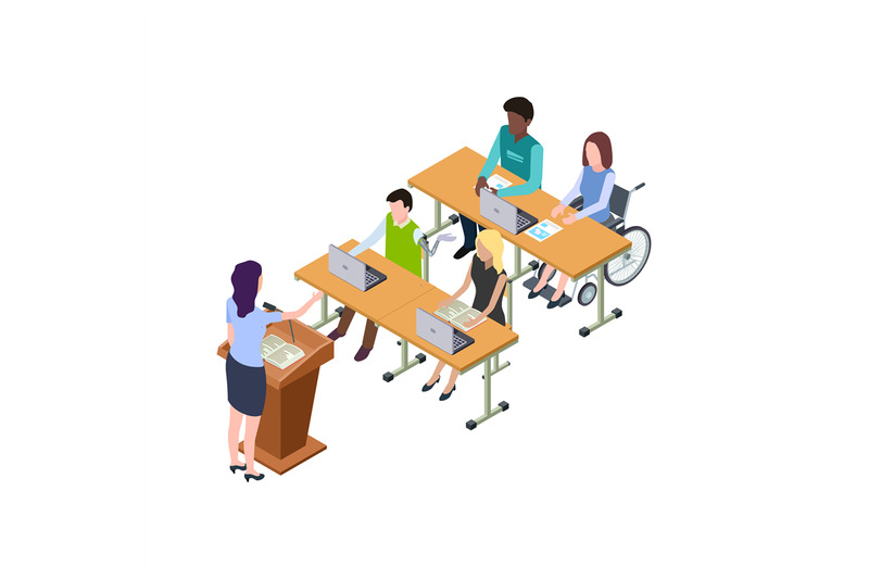 affordable-education-for-people-with-disabilities-isometric-vector-ill