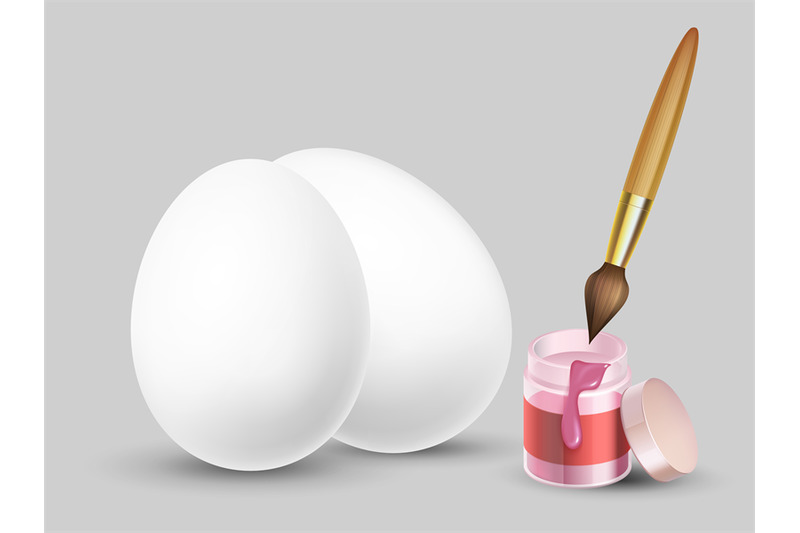 easter-vector-background-with-realistic-white-eggs-brush-and-paint