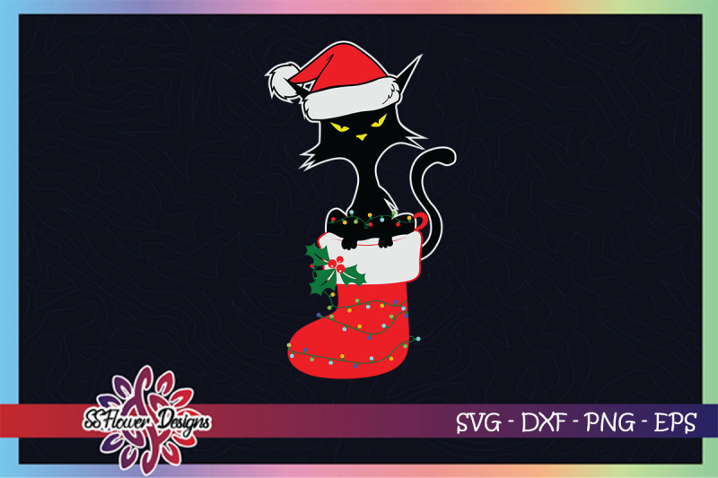 funny-black-cat-christmas-lights-in-sock