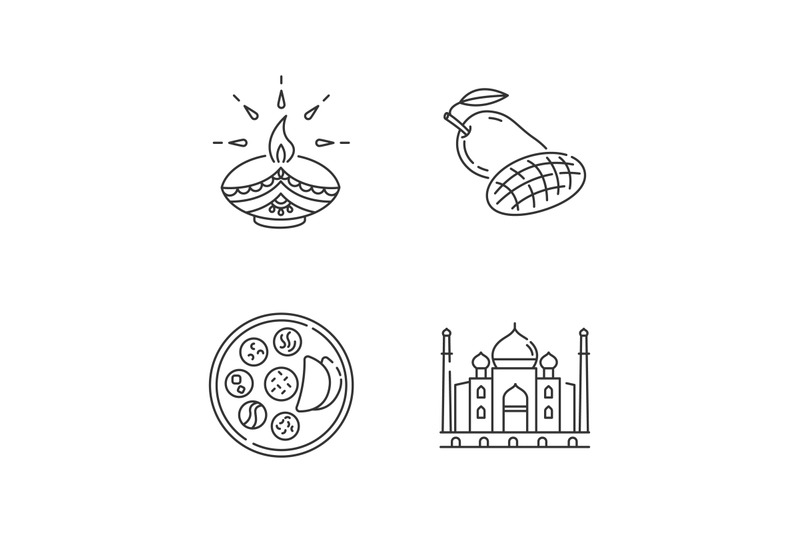 indian-culture-pixel-perfect-linear-icons-set