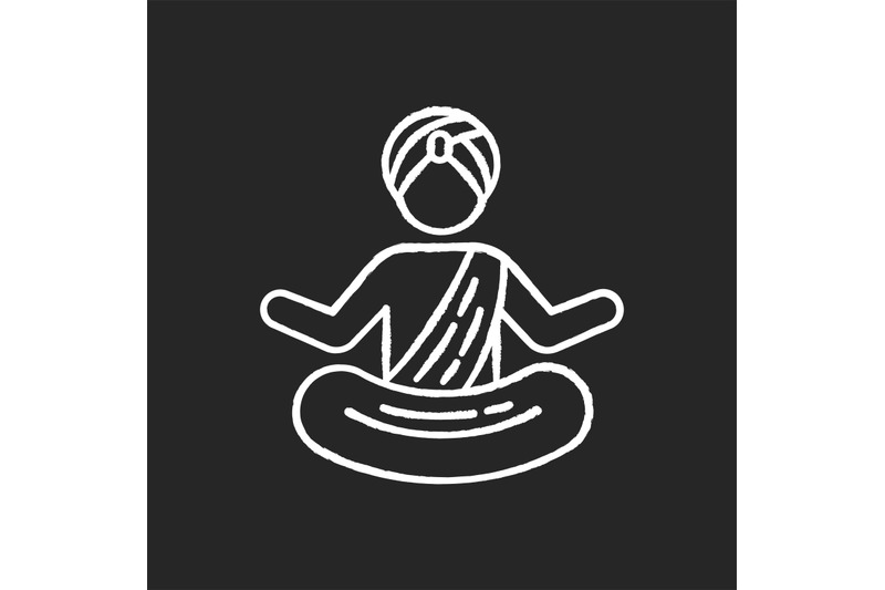 yogi-in-turban-chalk-white-icon-on-black-background