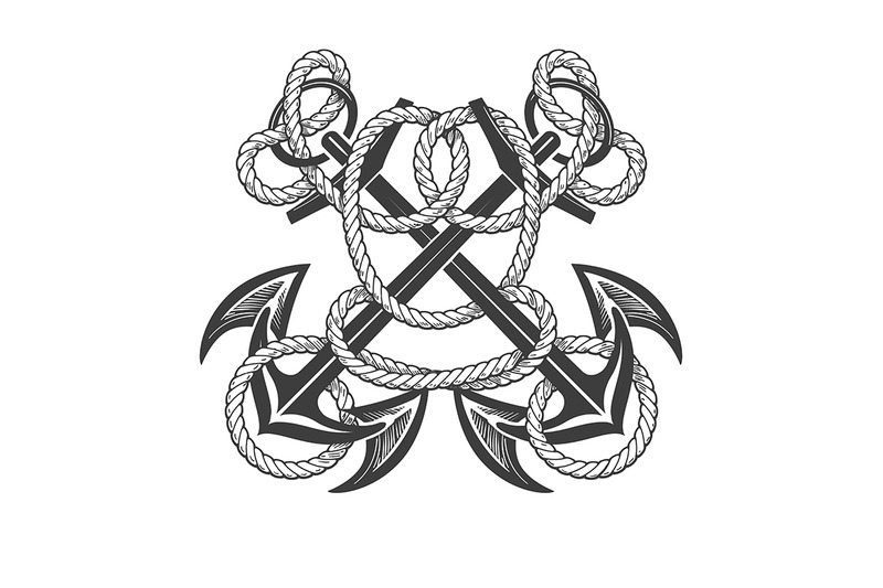 crossed-anchors-in-ropes-nautical-tattoo