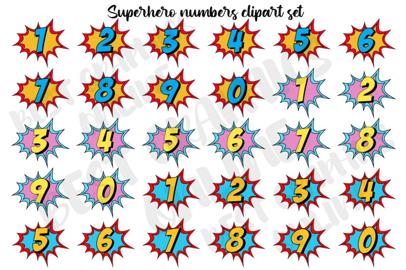 superhero-cartoon-numbers-clipart-set
