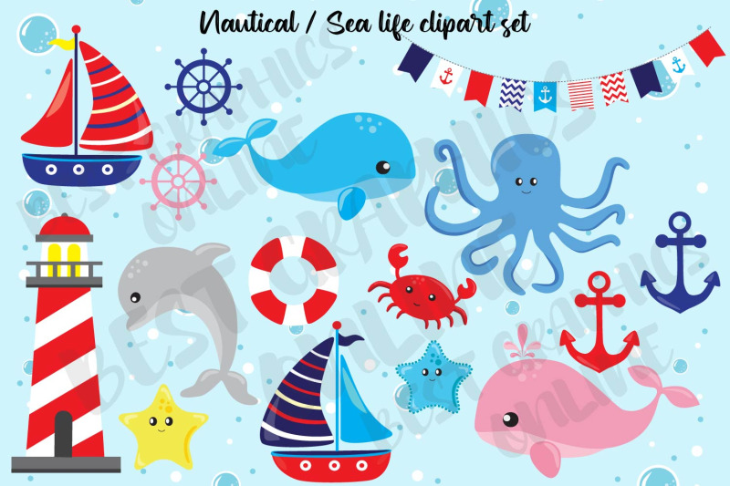 nautical-clipart-sea-life-whale-dolphin
