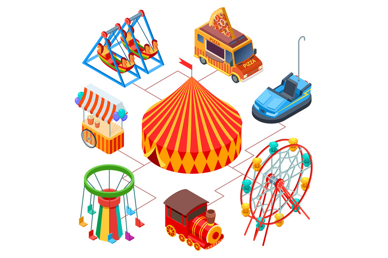 amusement-park-and-circus-isometric-vector-concept