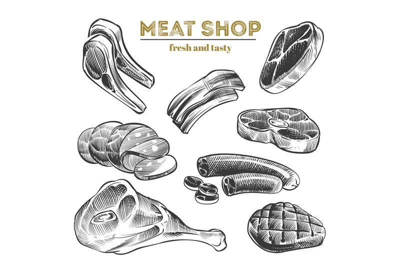 hand-sketched-meat-products-isolated-on-white-background