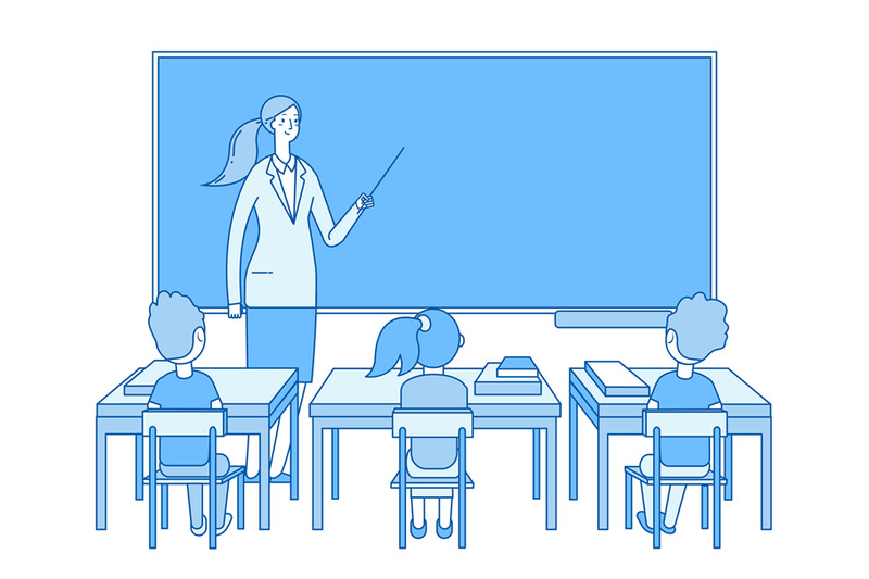 teacher-in-classroom-young-woman-at-blackboard-teaching-kids-student