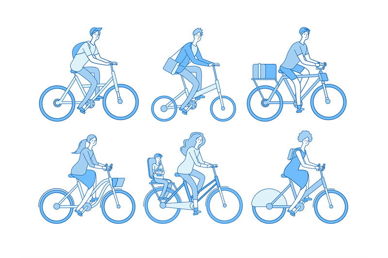 cyclist-set-active-people-riding-bicycle-adult-persons-bicyclist-in