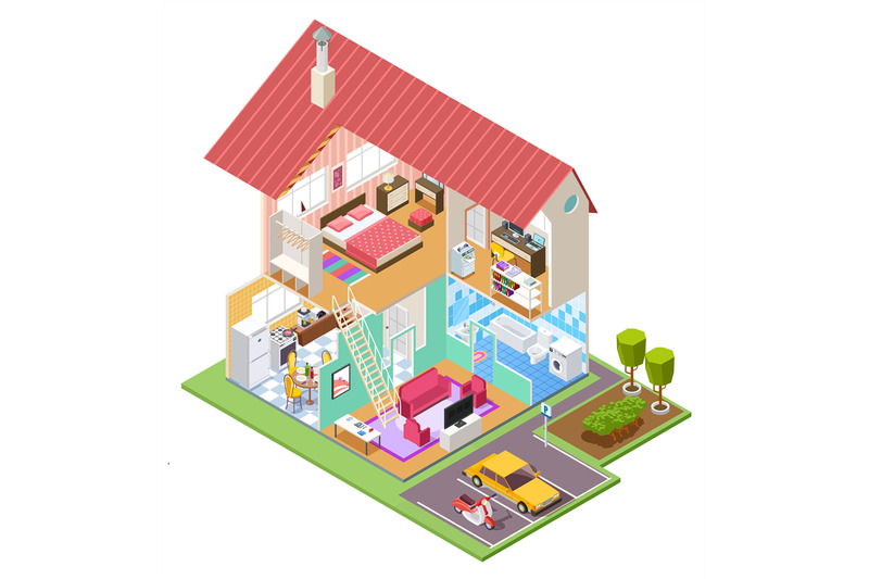 cutaway-house-isometric-housing-construction-cross-section-with-kitch