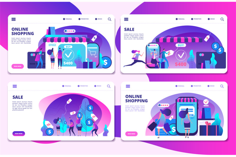 shopping-online-shopping-sale-landing-page-vector-templates