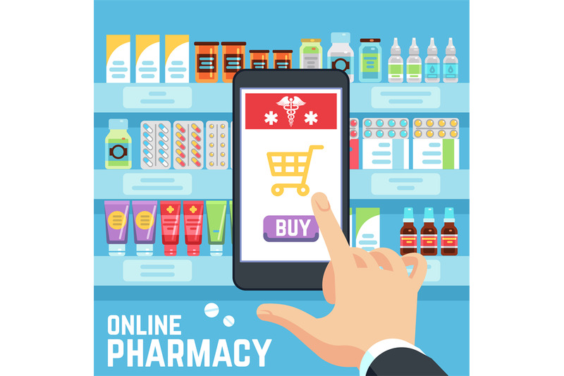 online-pharmacy-vector-concept-buyers-hand-selects-and-buys-drugs-and