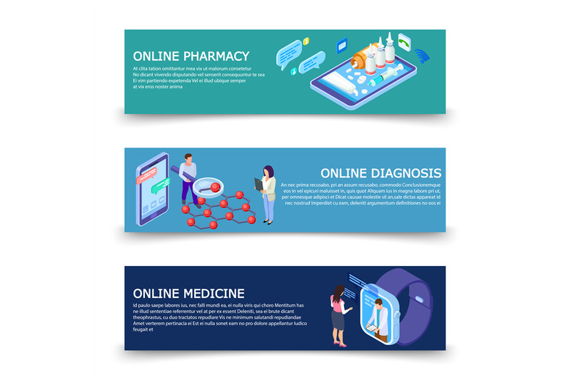 online-medicine-services-banners-vector-template-with-isometric-concep