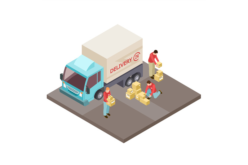 round-the-clock-delivery-service-and-movers-isometric-vector-concept