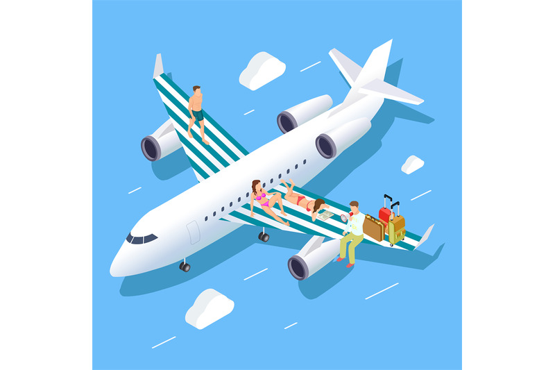 isometric-flight-to-summer-vector-concept-with-relaxing-people-luggag