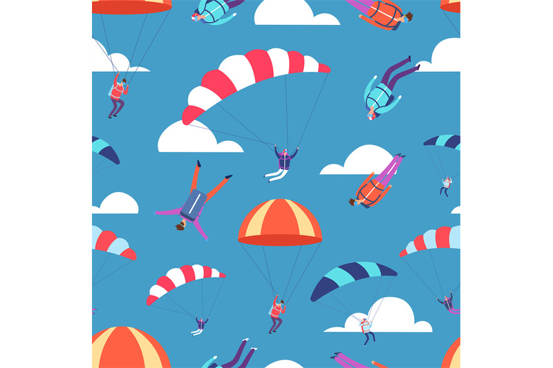 skydivers-jumpers-in-sky-vector-seamless-pattern