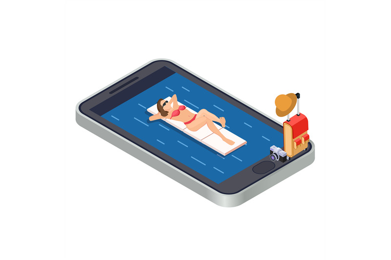 woman-relaxing-with-swimming-mattress-on-sea-mobile-app-isometric-tr