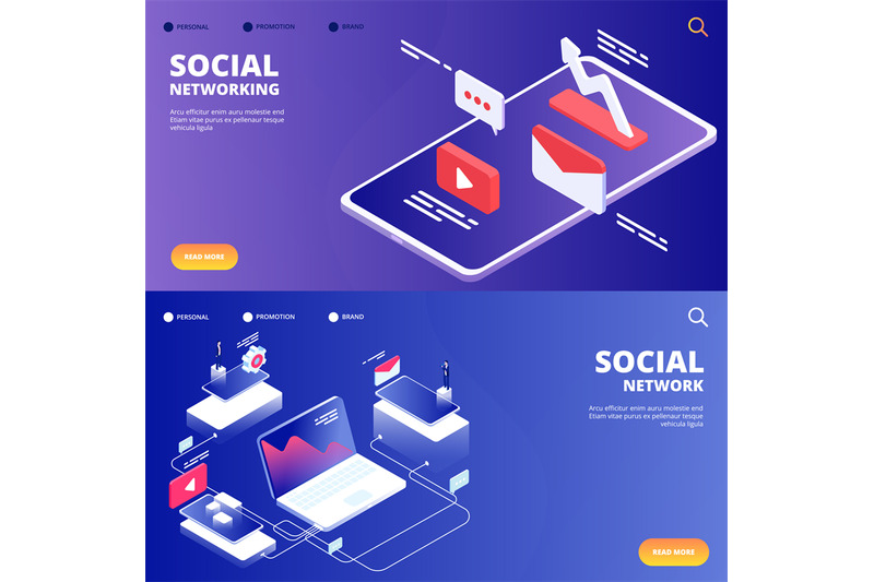 social-network-and-networking-vector-landing-pages