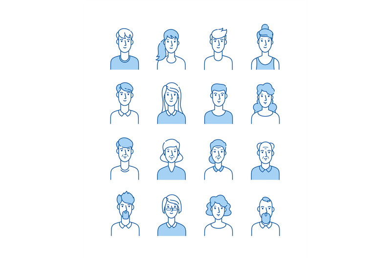 line-avatars-happy-people-icons-user-flat-outline-male-female-avatar