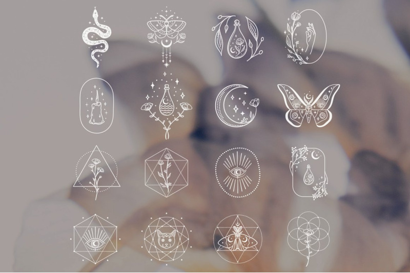 white-logo-elements-illustrations-premade-logo-tattoo-esoteric-jar