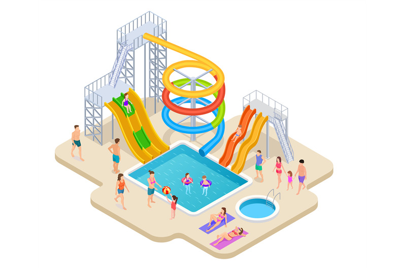 water-park-isometric-aquapark-kids-slide-waterslide-aqua-recreation-s