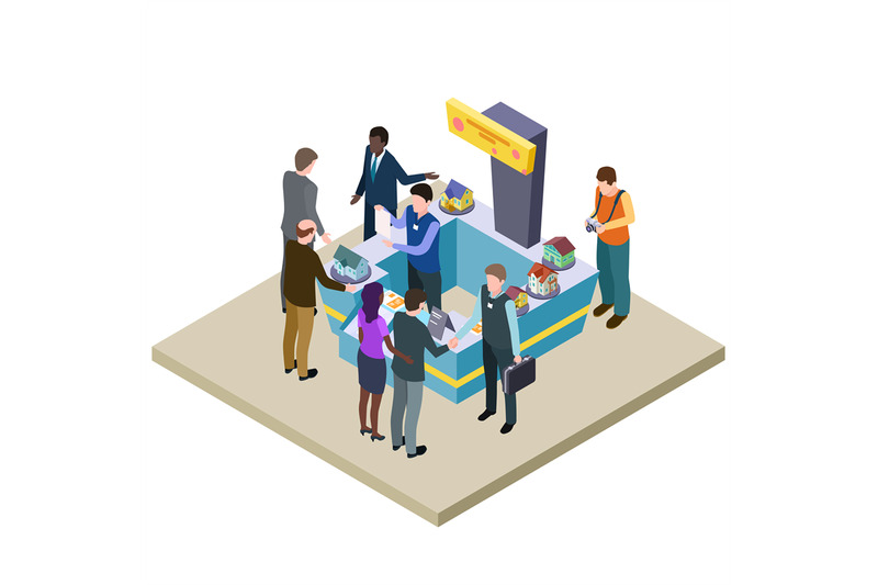 real-estate-exhibition-3d-isometric-vector-illustration