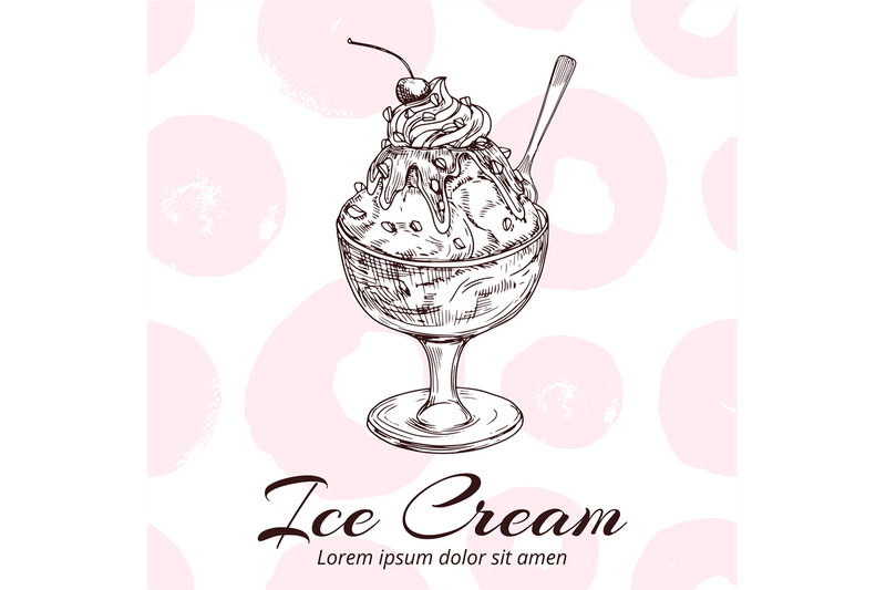 sketch-of-ice-cream-in-glass-bowl-vector-illustration