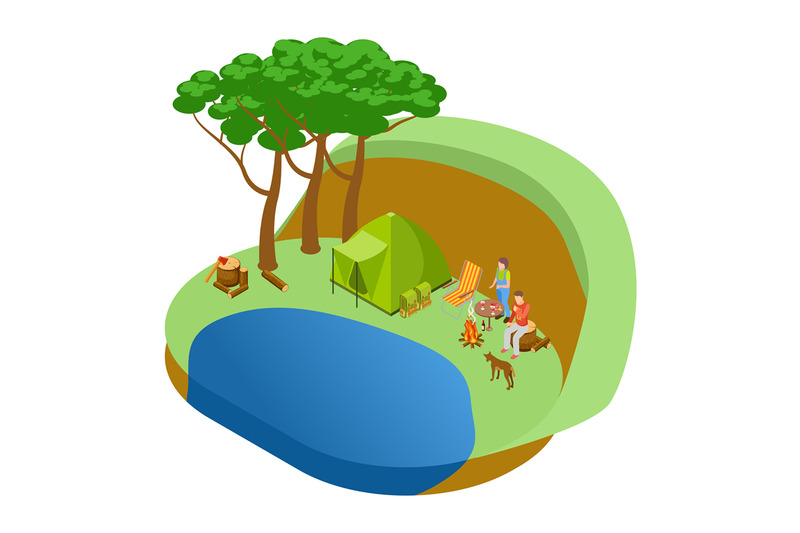 couple-resting-in-the-forest-by-the-lake-with-dog-tourism-isometric-v