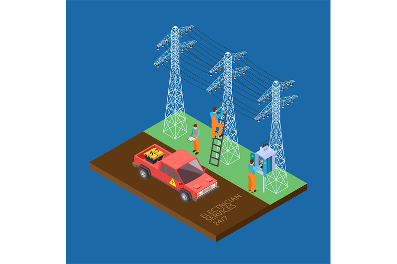 electrician-city-services-3d-isometric-vector-composition