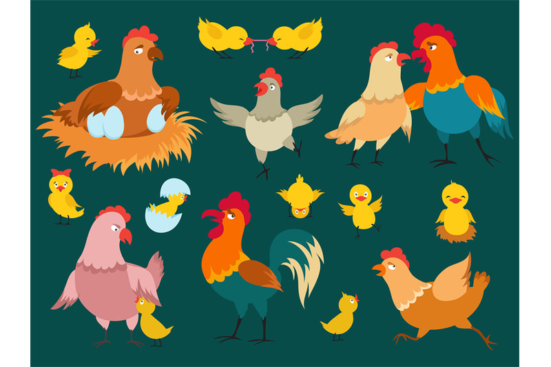 cute-cartoon-characters-chicken-vector-of-set