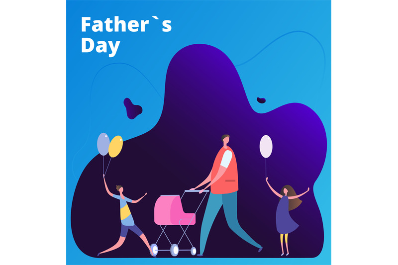 fathers-day-vector-illustration-with-man-and-kids