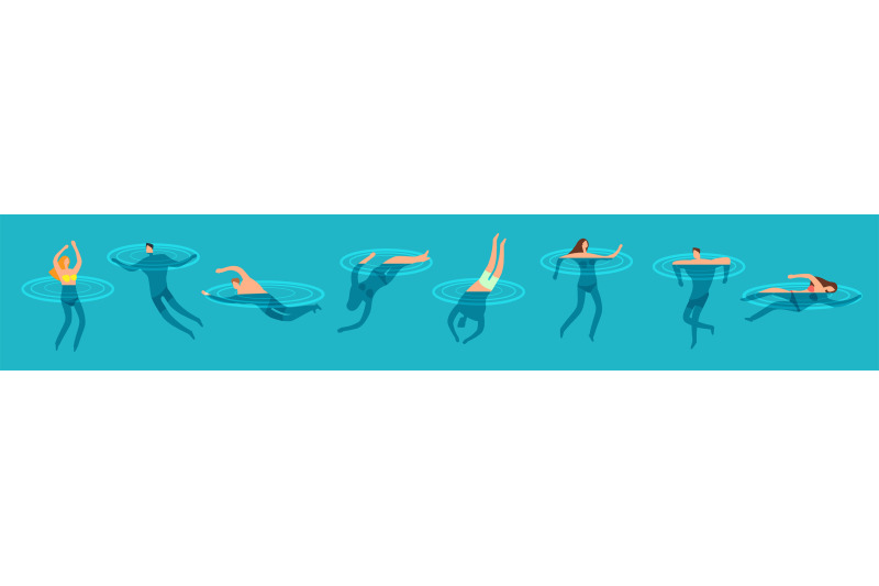 swimming-and-diving-people-in-ocean-cartoon-vector-illustration