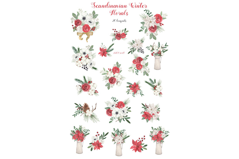 scandinavian-winter-floral-arrangements-christmas-bouquets-watercolor
