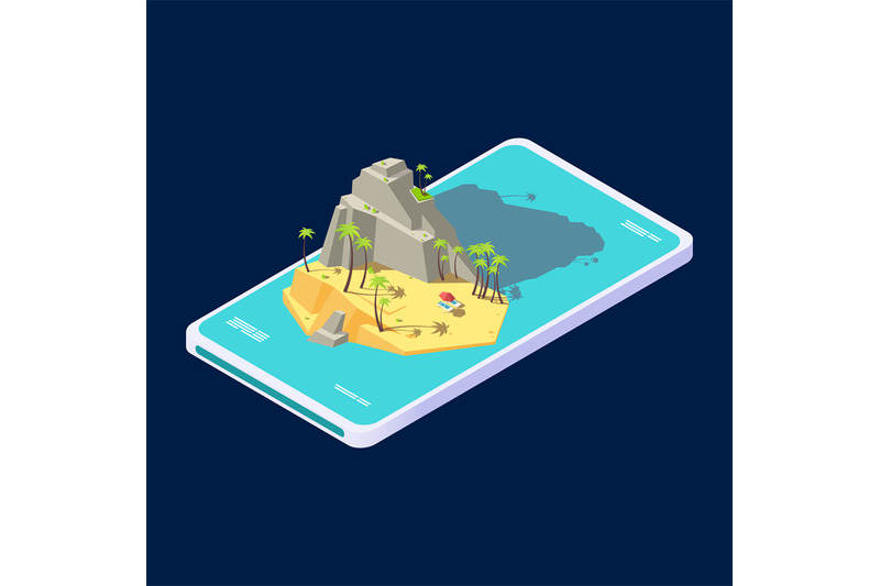 isometric-mobile-concept-of-summer-beach-island-app-vacation