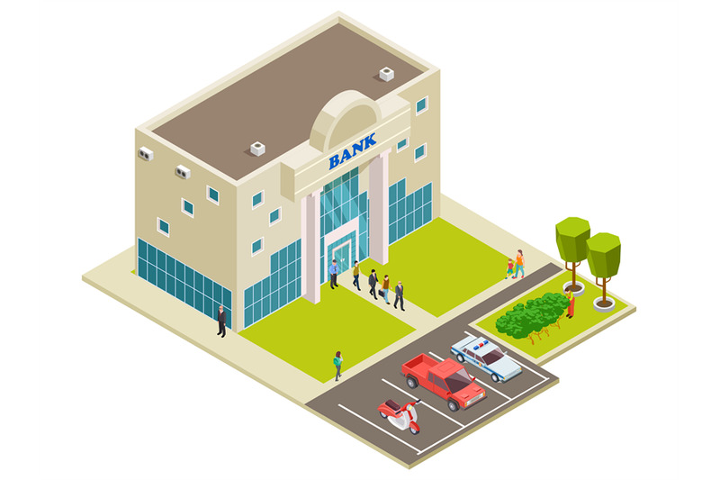 isometric-vector-bank-location-with-people-cars-and-security