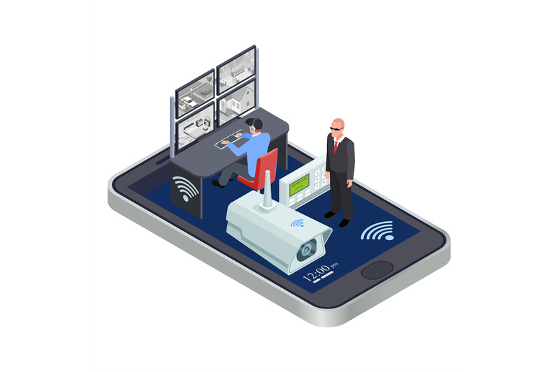 wifi-connect-mobile-security-system-isometric-vector-concept