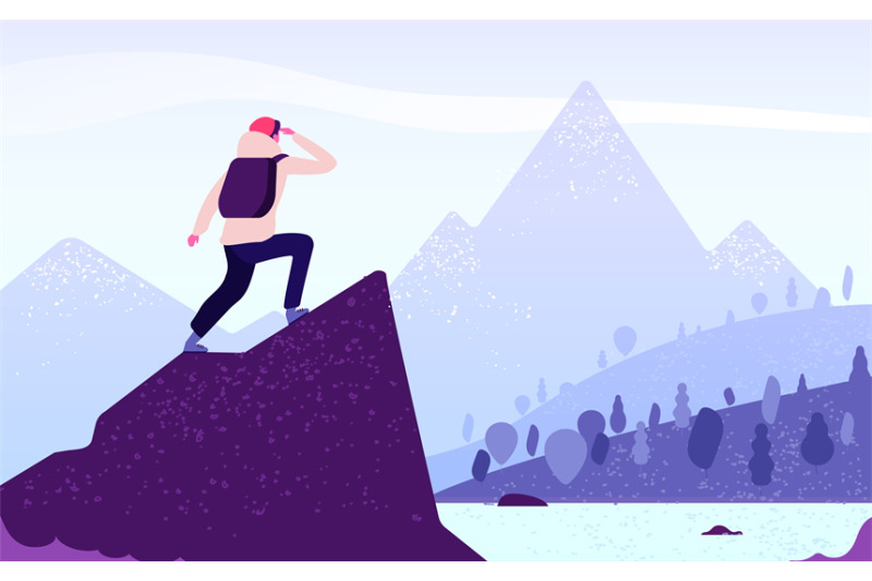 man-in-mountain-adventure-climber-standing-with-backpack-on-rock-look